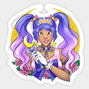 Pretty Magical Moon Guardian with Roses Sticker